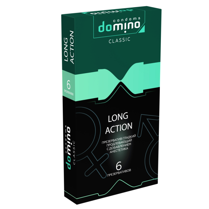 Презервативы "Domino Long Action" с анестестиком, 6шт 